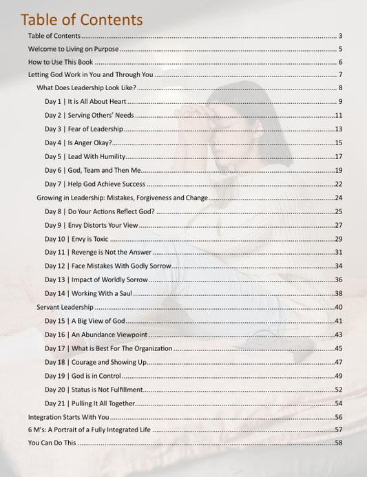 Saul Table of Contents